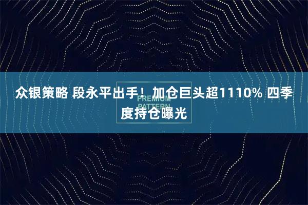众银策略 段永平出手！加仓巨头超1110% 四季度持仓曝光